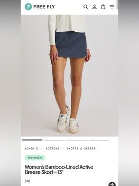 Freefly Women’s Bamboo-Lined Active Breeze Skort – 13" Mini Skirt in Blue-Grey